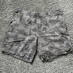 Tasso Elba Shorts Mens 38 Tan Floral 100% Linen‎ Preppy